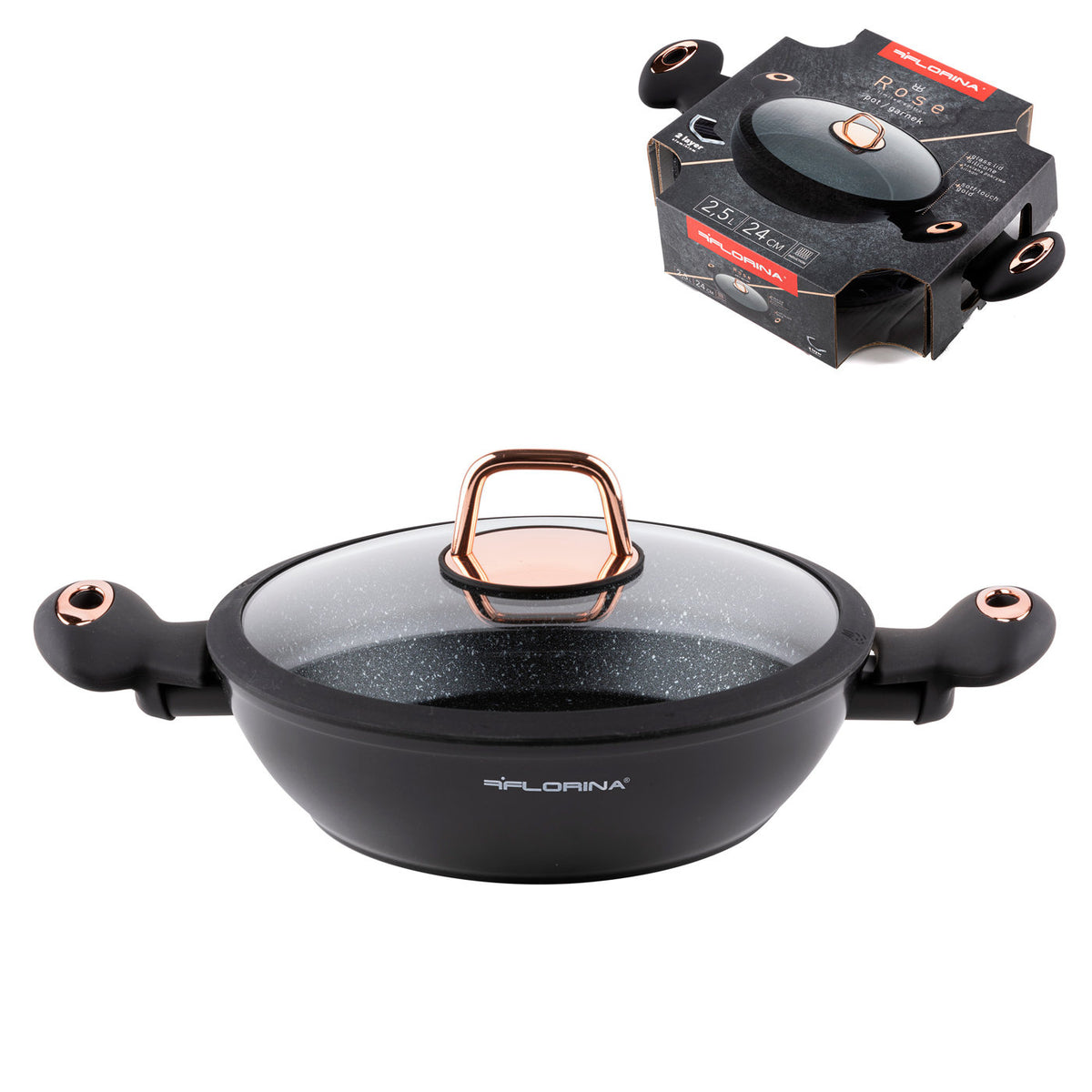 Garnek aluminiowy niski rose 24cm 2,5l z/p