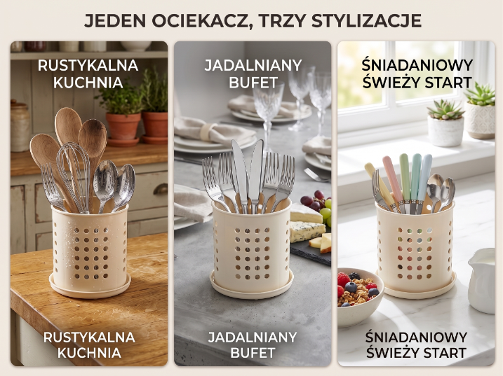 Ociekacz do sztućców okrągły vivo 12cm kremowy