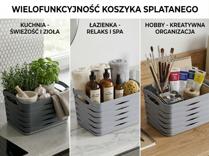 Koszyk plastikowy linea 26x20x17cm 6,6l antracytowe