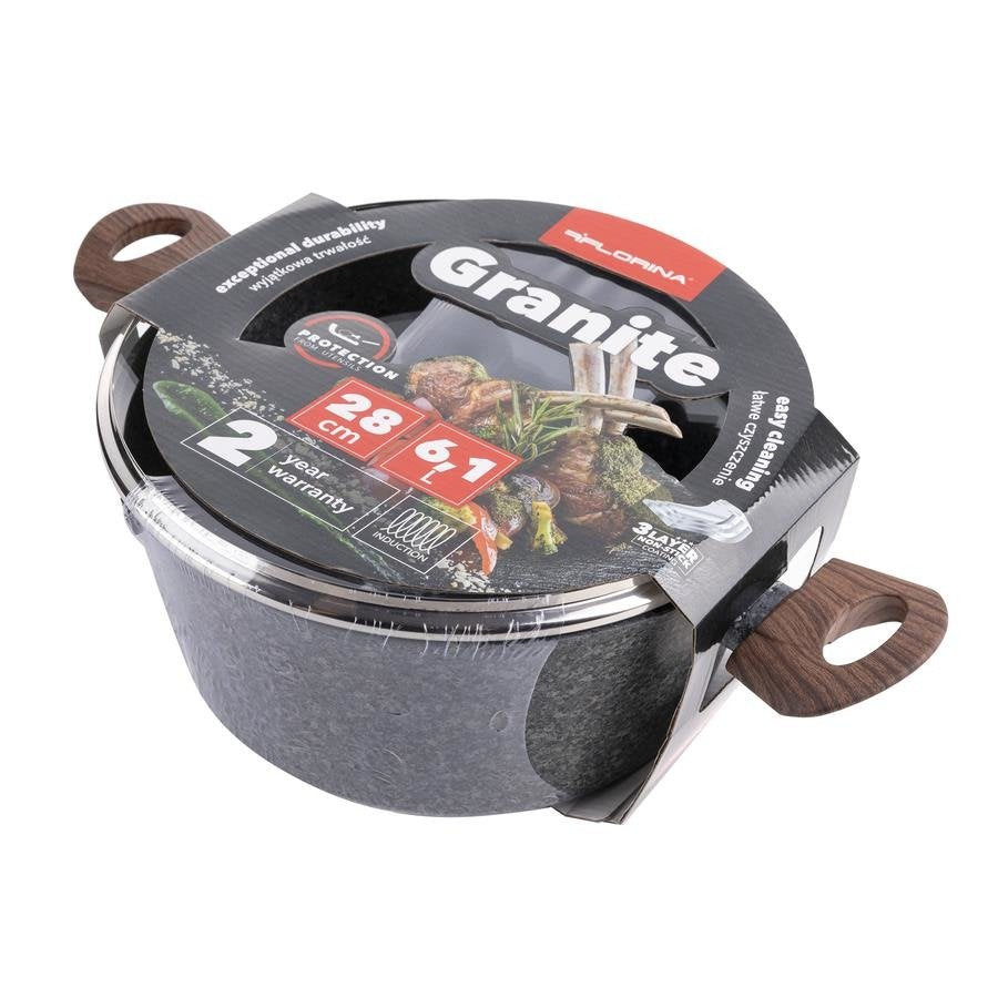 Garnek aluminiowy granite 28cm 6,1l z/p