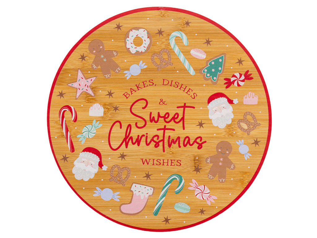 DESKA BAMBUSOWA OBROTOWA HAPPY&JOY 30CM SWEET CHRISTMAS WISHES