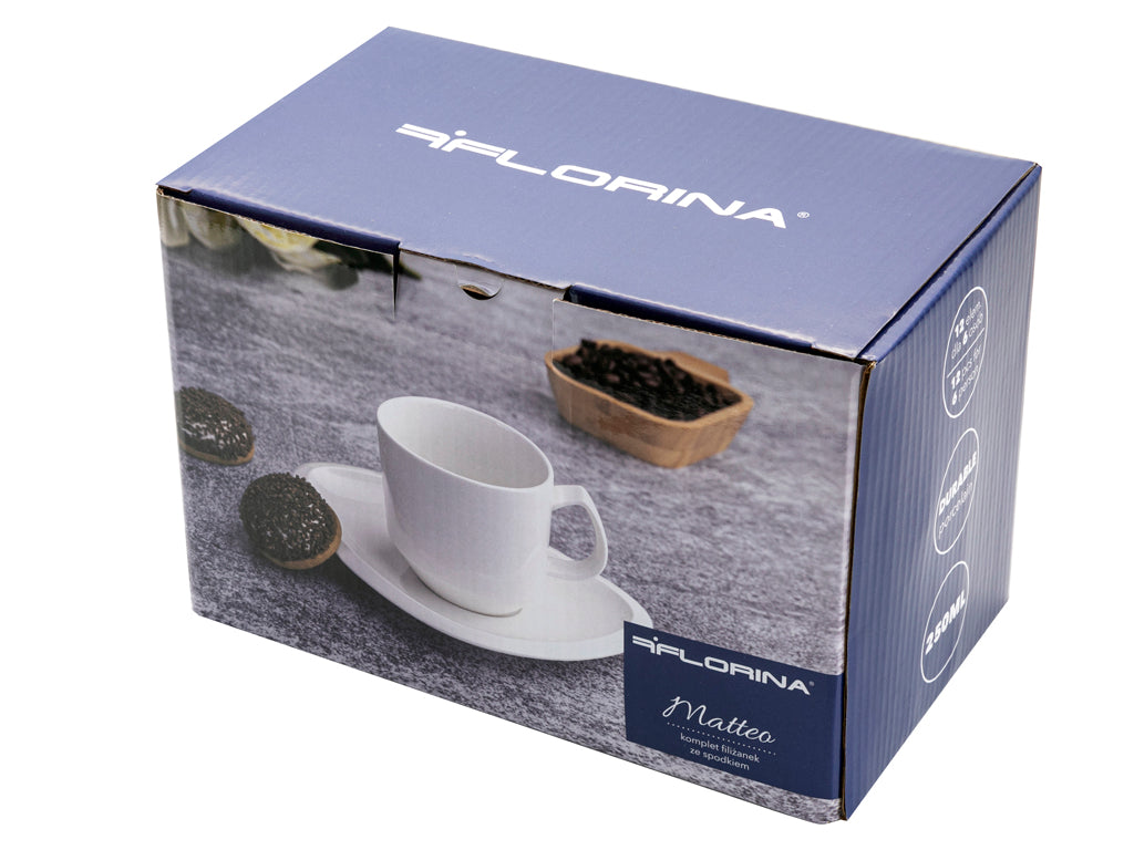 Filiżanka ze spodkiem matteo 250ml 6/12
