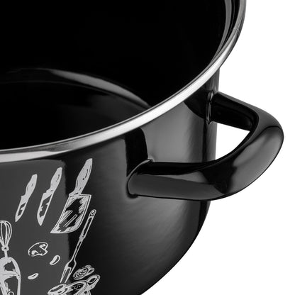 Garnek emaliowany prosty kitchen black 22cm 5,3l z/p