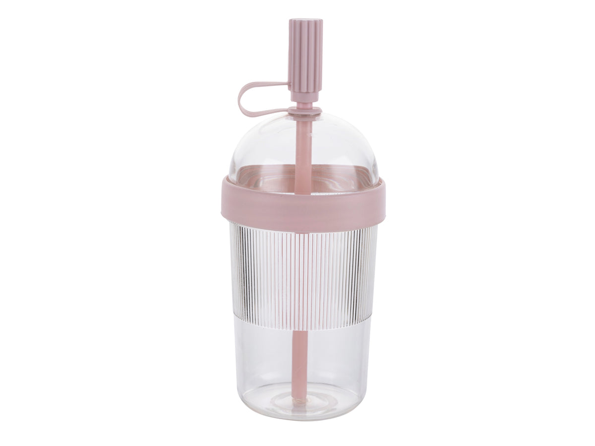 KUBEK PLASTIKOWY ZE SŁOMKĄ STUDIO 520ML RÓŻ