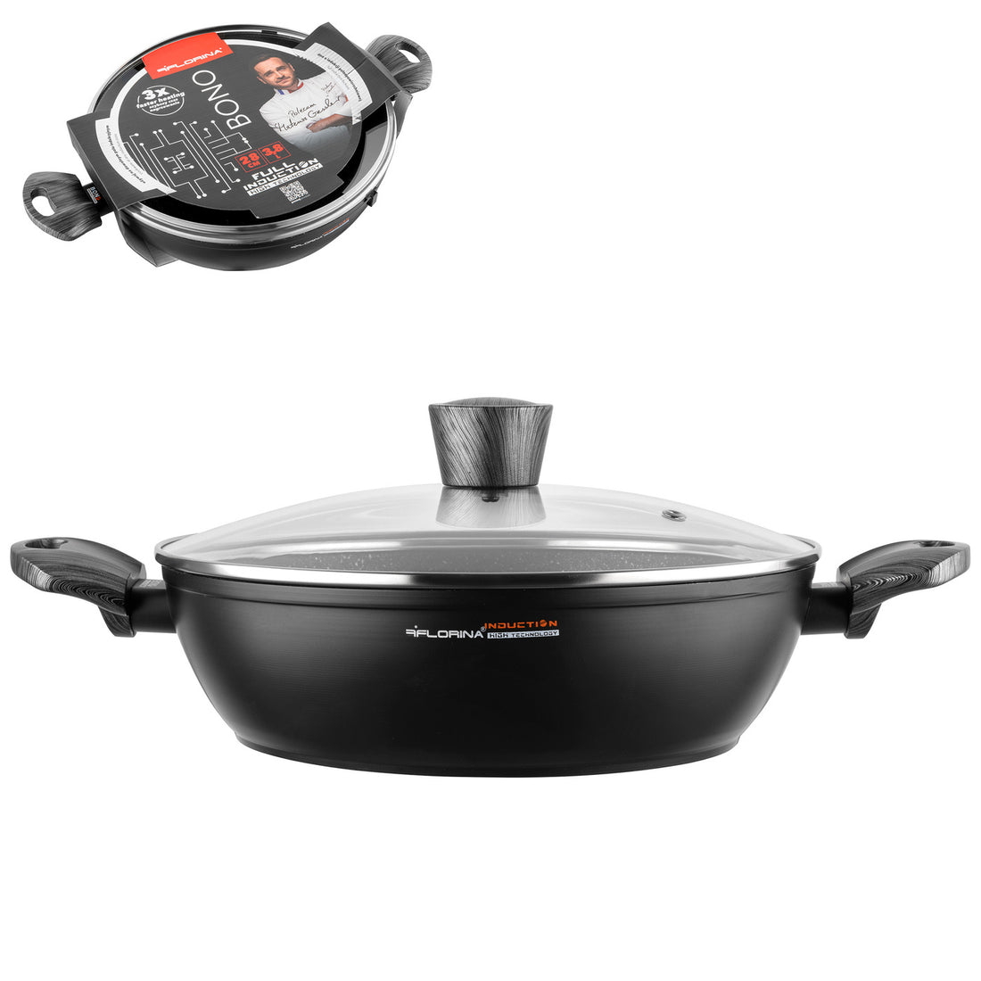Garnek aluminiowy niski bono 28cm 3,8l z/p mg