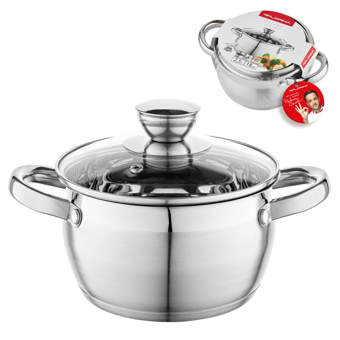 Garnek nierdzewny oliver 18cm 2,5l z/p mg