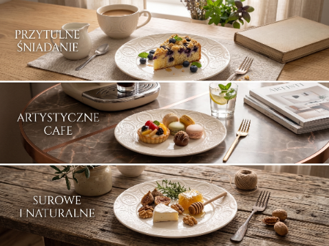 Talerz deserowy Florina Nadine 20 cm porcelana kremowy do zmywarki