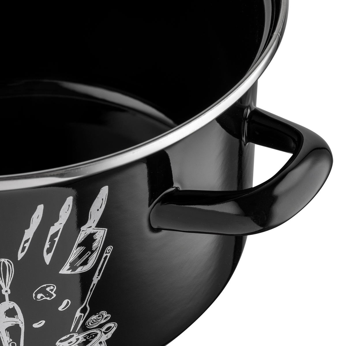 Garnek emaliowany prosty kitchen black 18cm 3l z/p