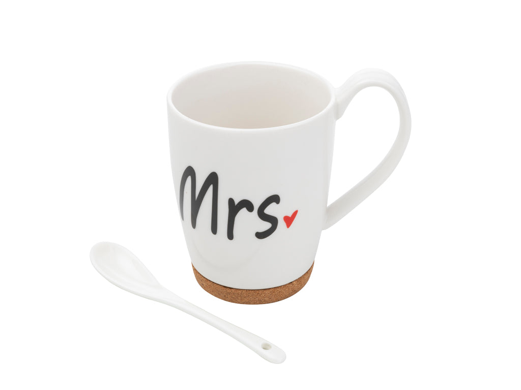 Kubek Florina Mrs 320 ml porcelanowy na korkowej podstawce prezent