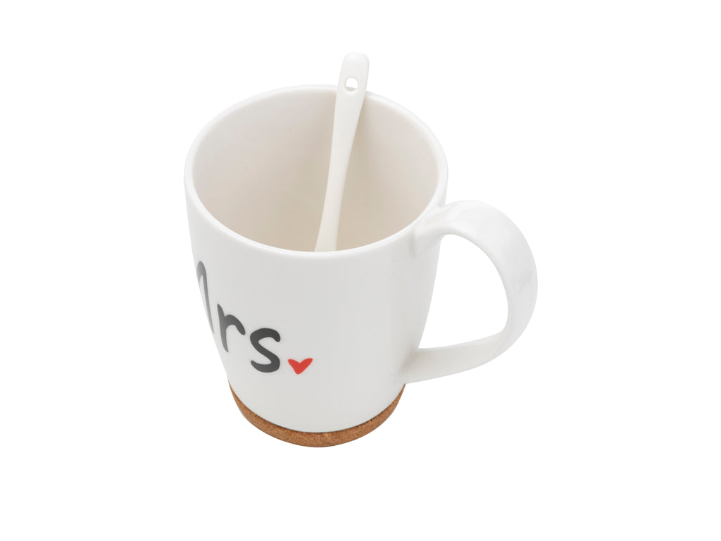 Kubek Florina Mrs 320 ml porcelanowy na korkowej podstawce prezent