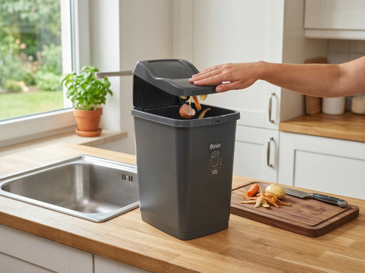 Kosz na śmieci plastikowy zapadowy binio 10l antracytowy