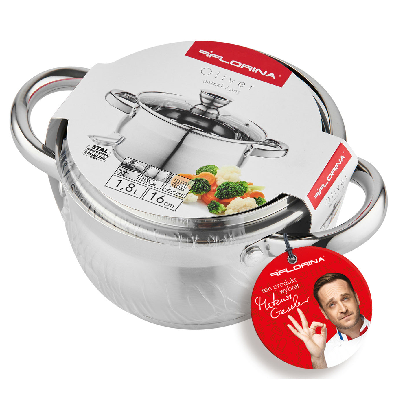 Garnek nierdzewny oliver 16cm 1,8l z/p mg