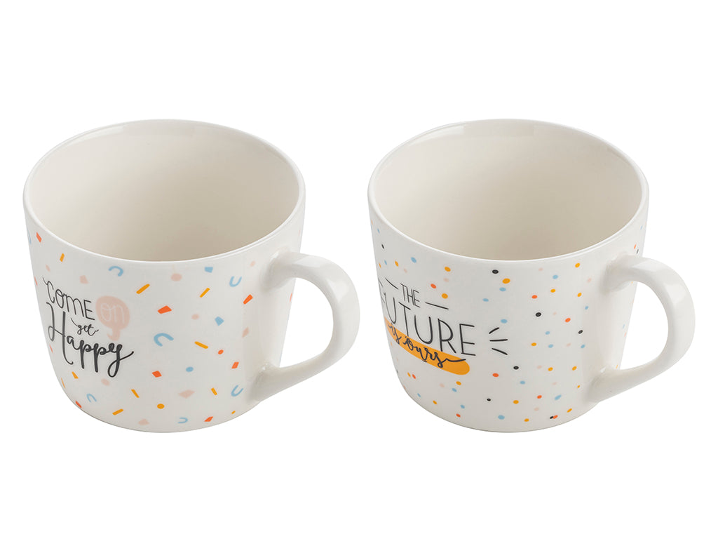 Kubek Florina Happy 380 ml porcelanowy mix 2 wzorów w pudełku prezentowym