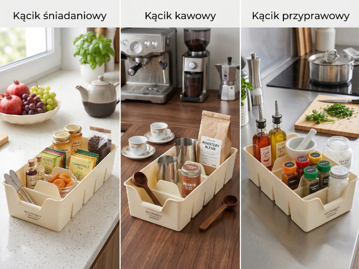 Organizer plastikowy l 30x14x7,5cm kremowy