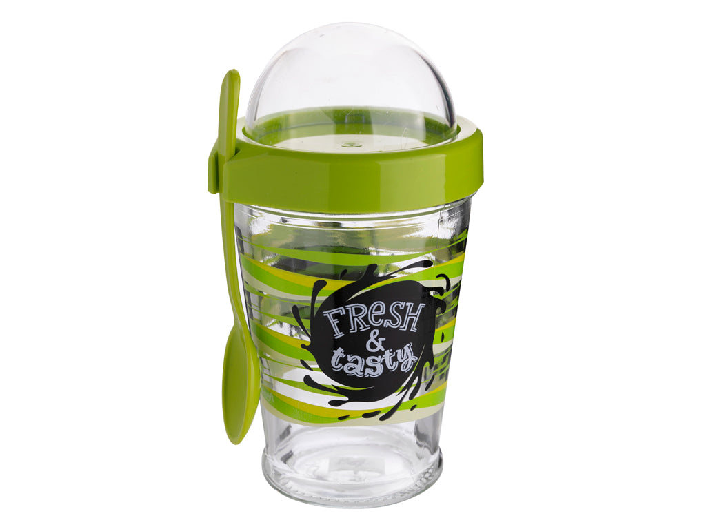 Szklanka orbit 450ml z pojemnik na musli mix 3 dekoracji