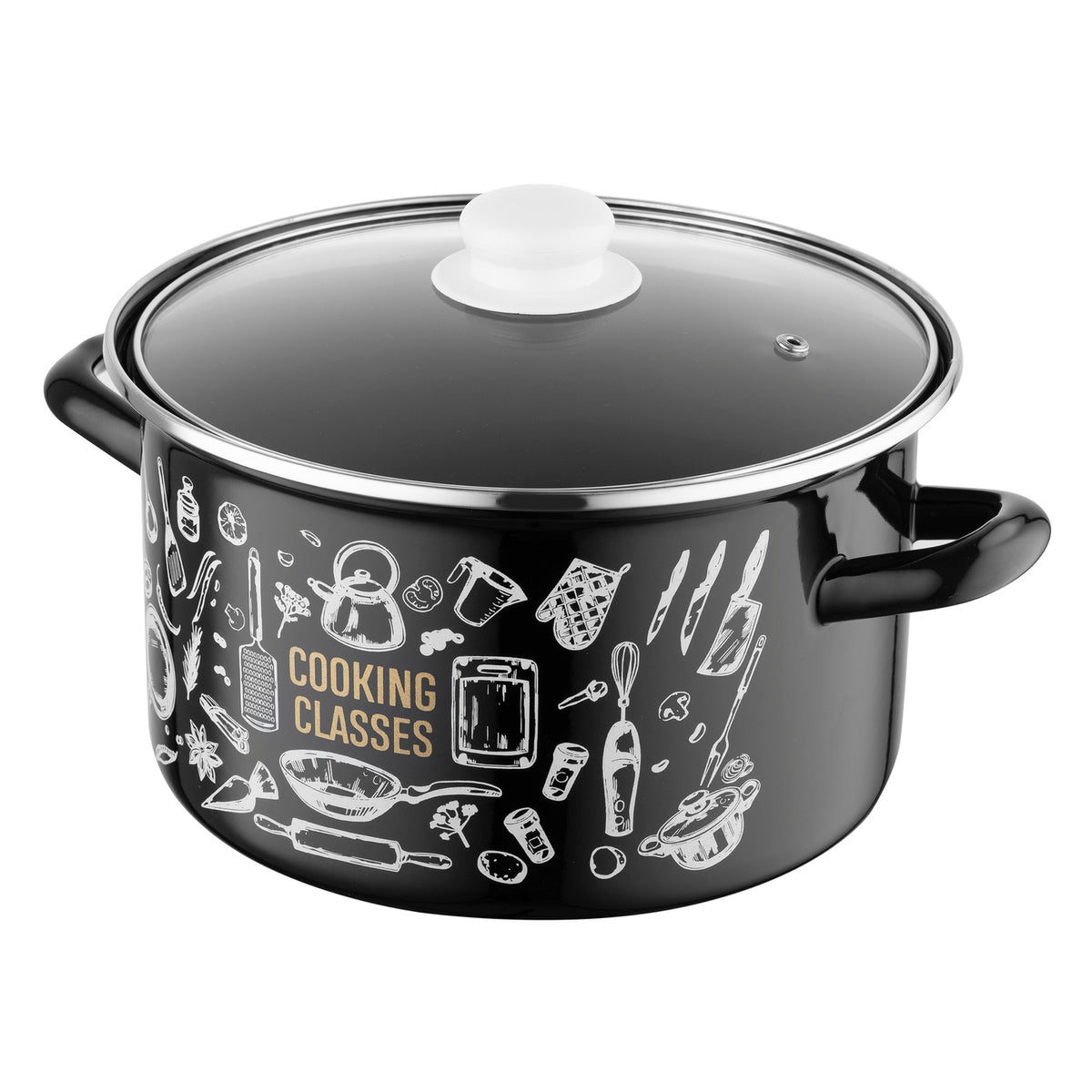 Garnek emaliowany prosty kitchen black 22cm 5,3l z/p