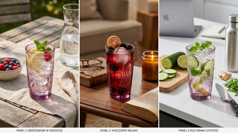 Szklanka diamond long drink 470ml fioletowa