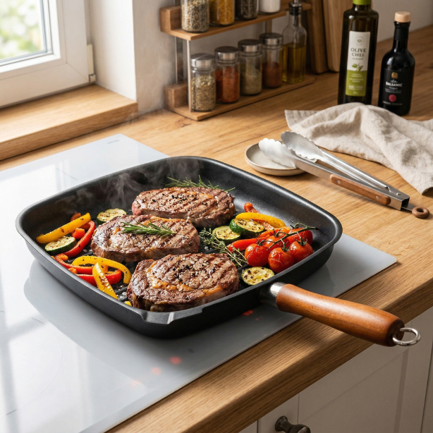 Patelnia prostokątna grill carbon 24x26cm