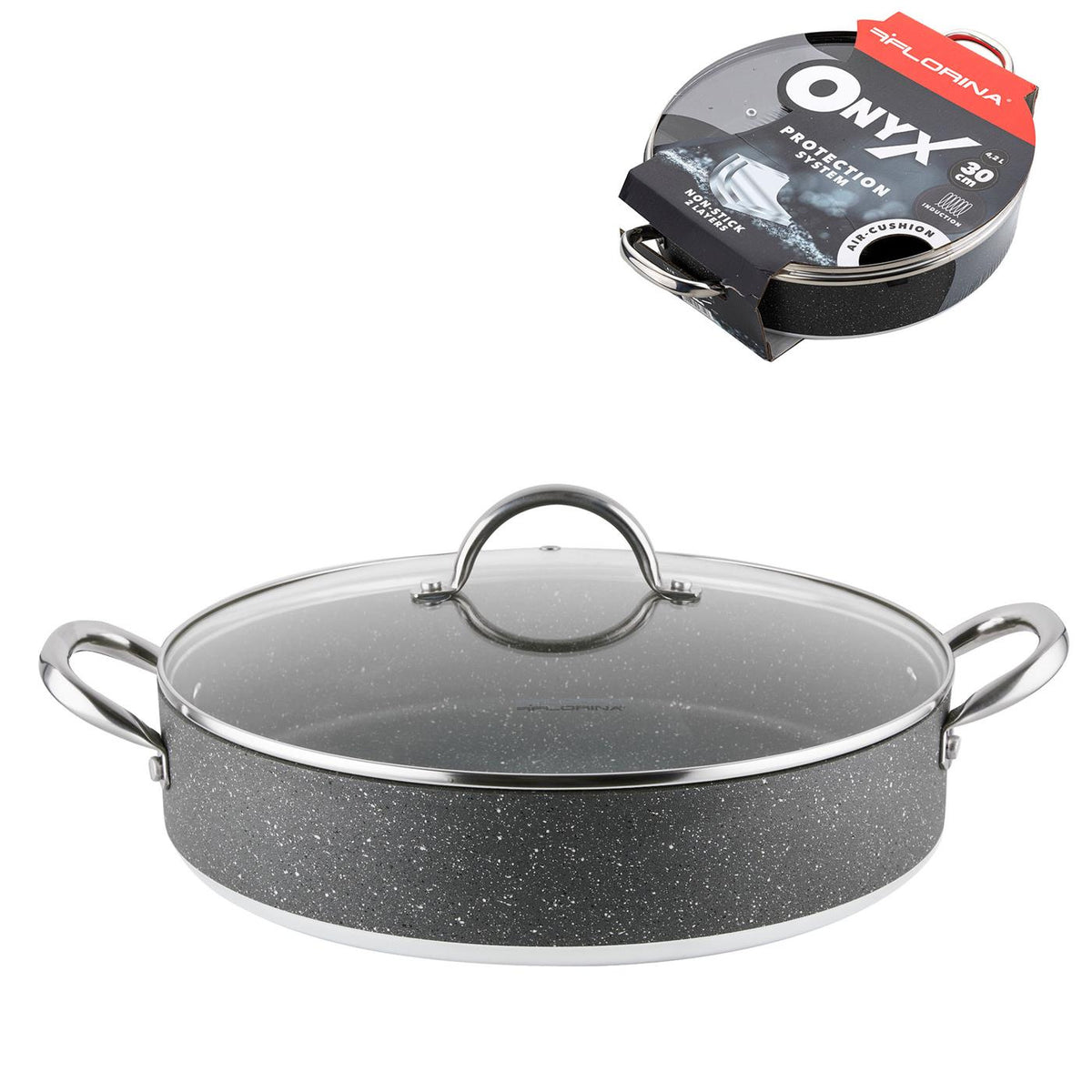 Garnek aluminiowy niski onyx 30cm 4,2l z/p