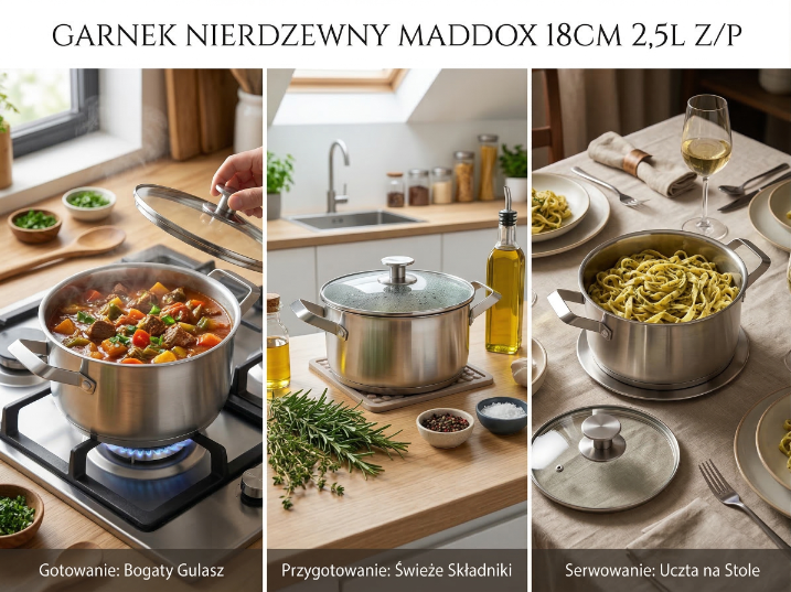 Garnek nierdzewny maddox 24cm 5,8l z/p