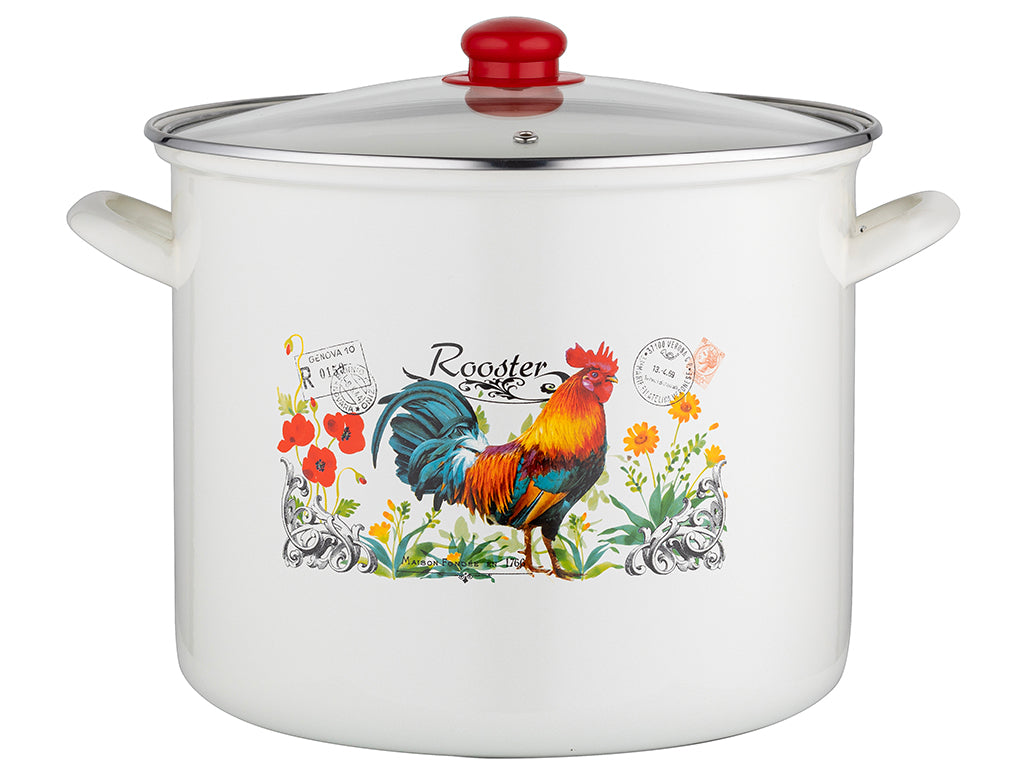 Garnek emaliowany wysoki kogucik 28cm 14l z/p