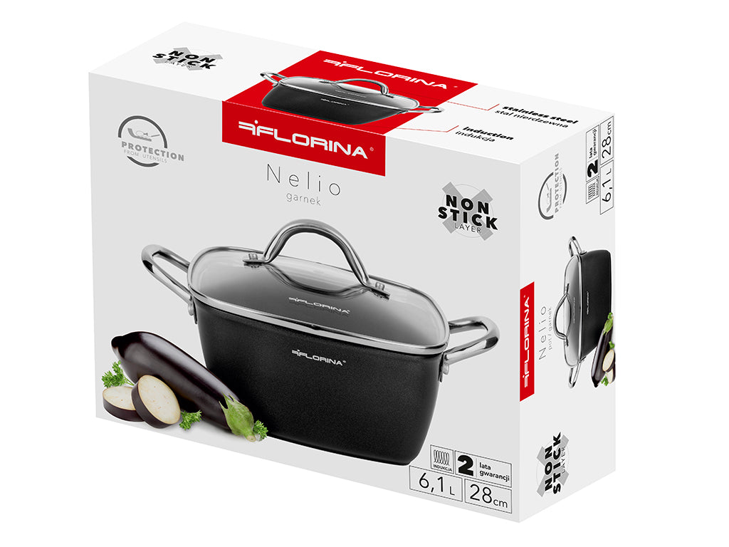 Garnek aluminiowy kwadratowy nelio 28cm 6,1l z/p