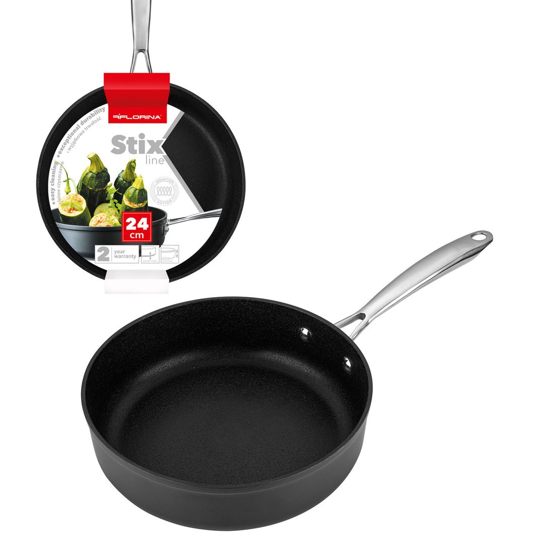 Patelnia aluminiowa głęboka stix 24cm 2,5l