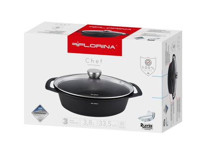 Brytfanna aluminiowa owalna chef 39,5x28,5x12,3cm 7,3l z/p