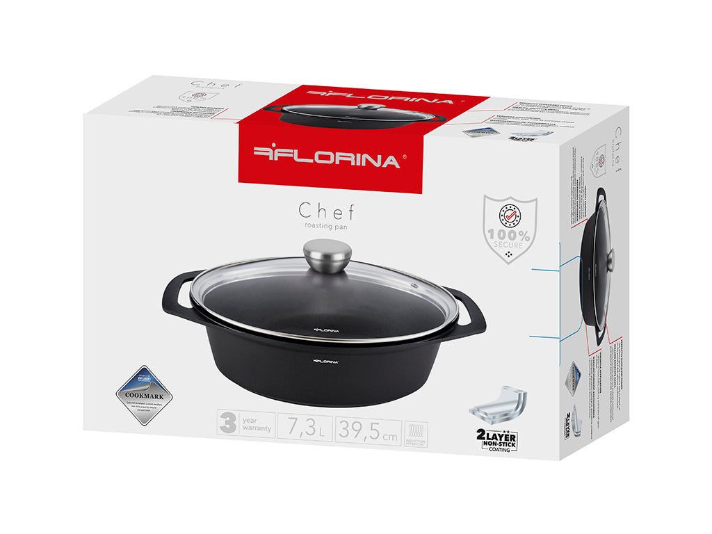 Brytfanna aluminiowa owalna chef 39,5x28,5x12,3cm 7,3l z/p v.2