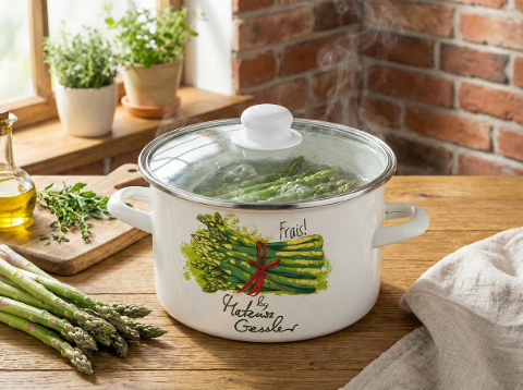 Garnek emaliowany prosty szparagi 22cm 4,8l z/p mg