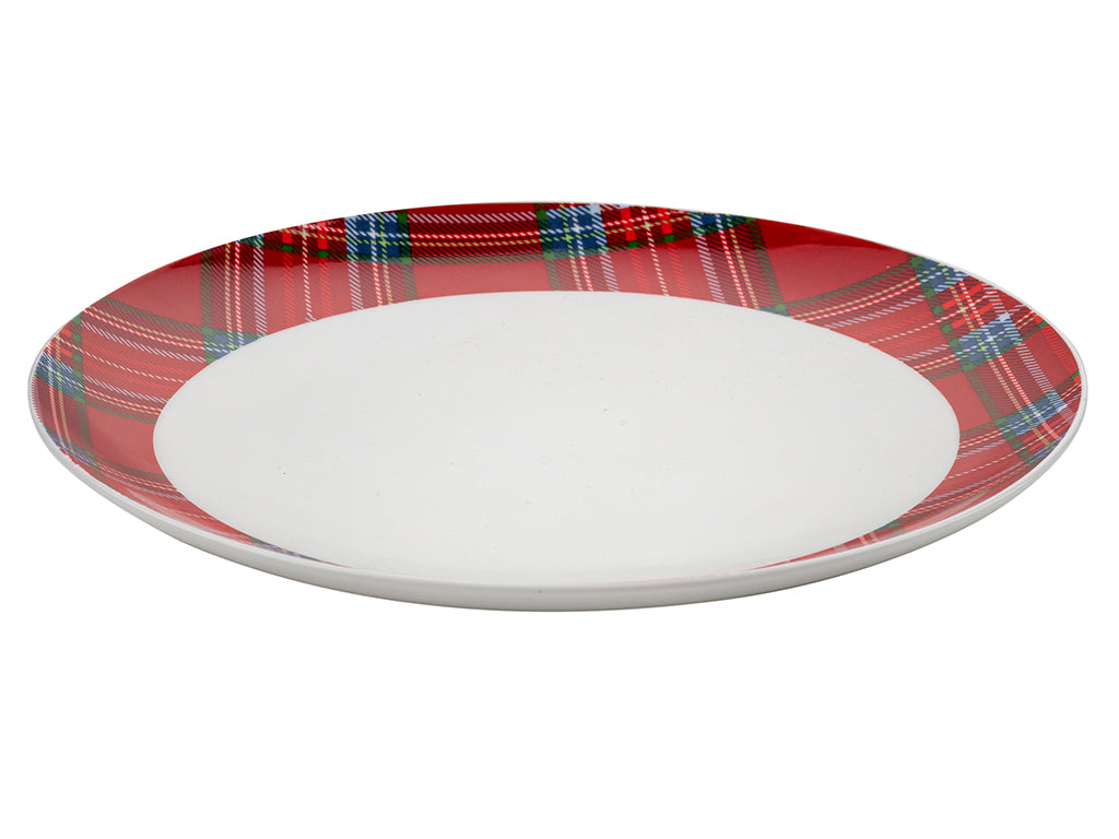 Talerz deserowy Florina Comet 20 cm porcelana świąteczna czerwona krata