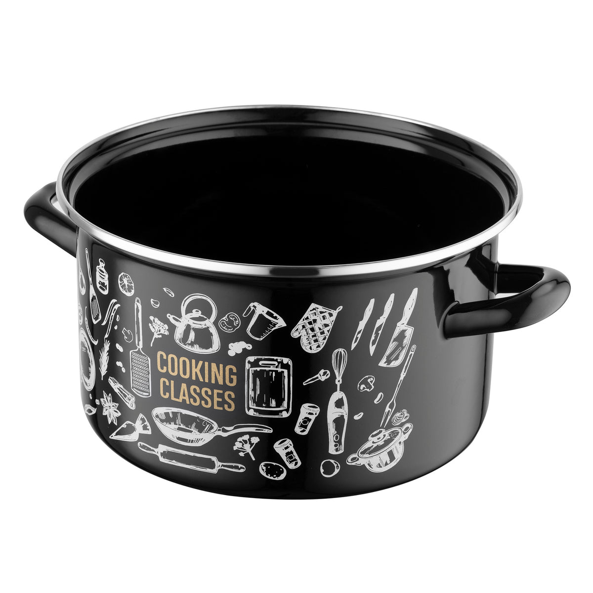 Garnek emaliowany prosty kitchen black 22cm 5,3l z/p