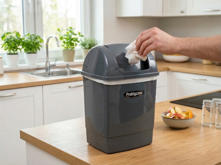 Kosz na śmieci plastikowy klip 12l ciemny szary