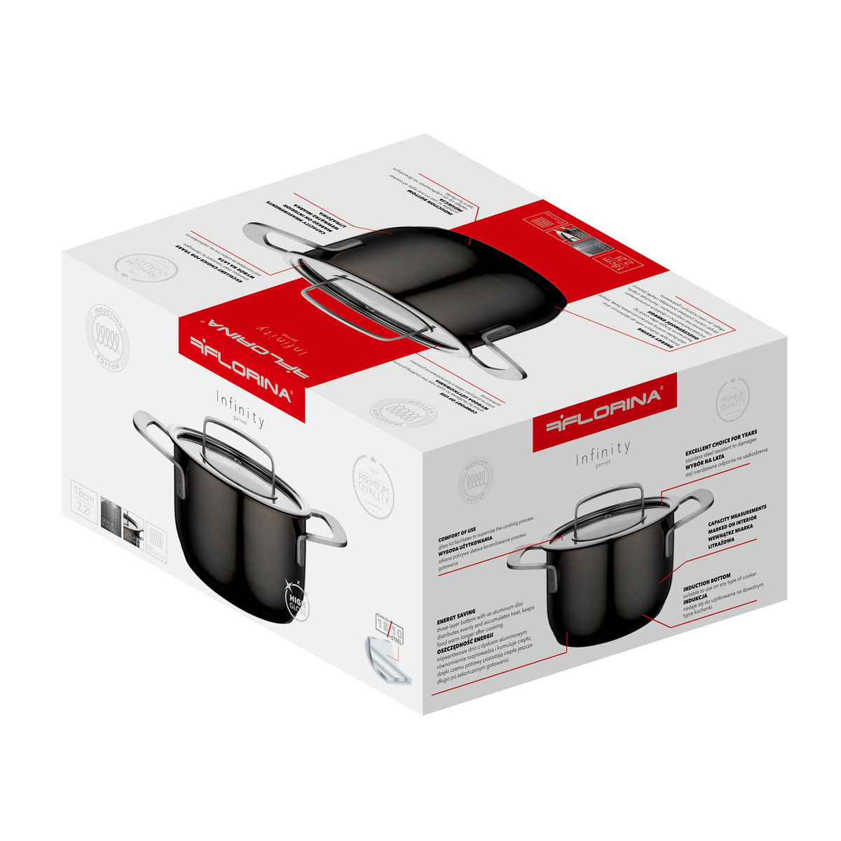 Garnek nierdzewny infinity 18cm 2,2l z/p