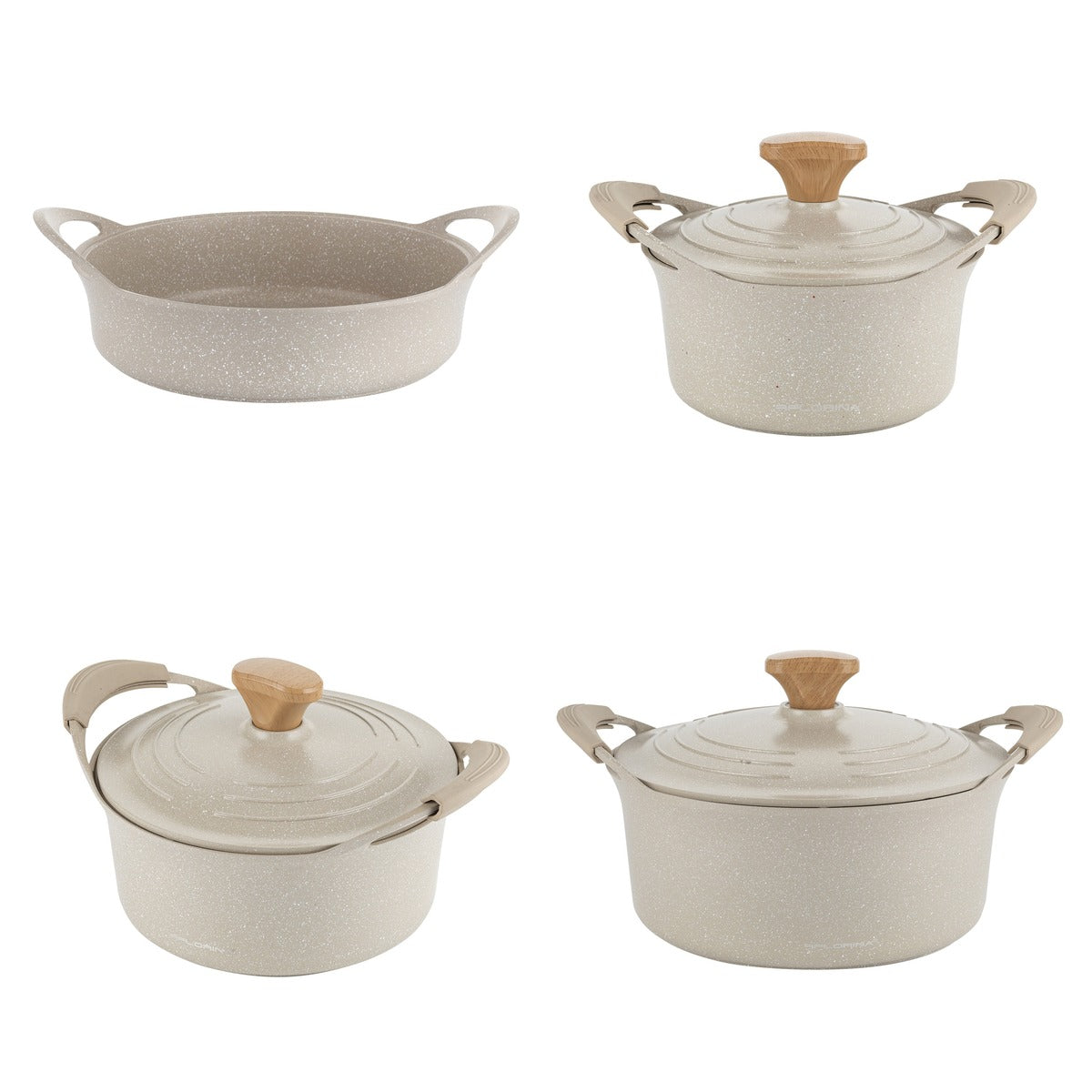 Zestaw 4 elementowy komplet garnków Florina Oslo kremowy | aluminum | powłoka ceramiczna| wszystkie typy kuchenek