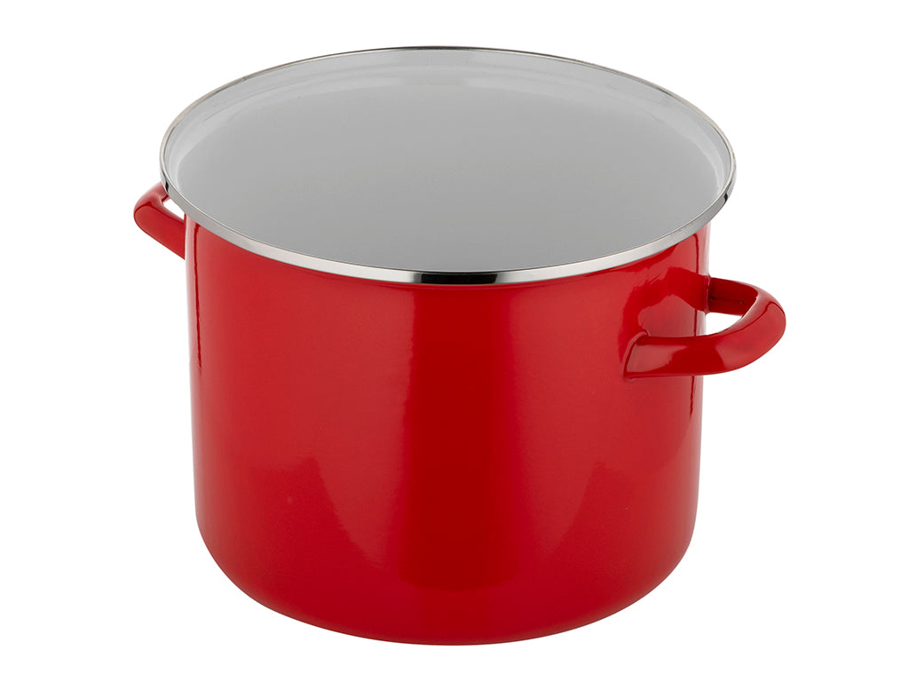 Garnek emaliowany prosty gładki 22cm 5,2l czerwony