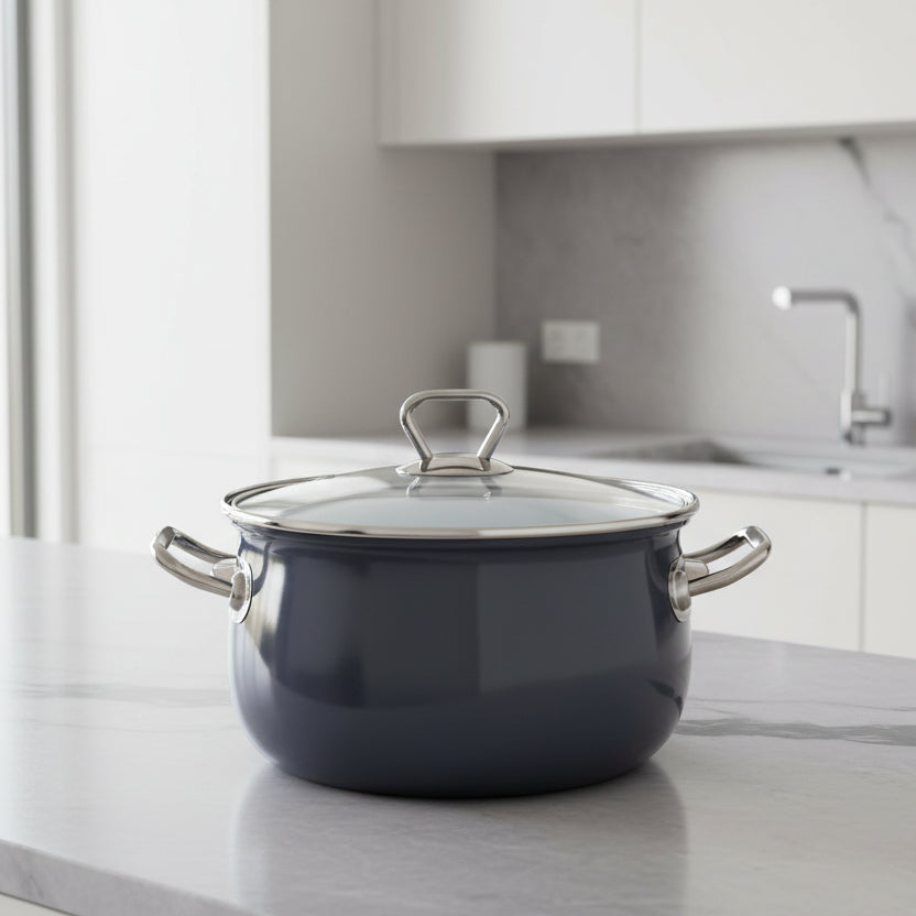 GARNEK EMALIOWANY BLISS 20CM 3,8L Z/P CIEMNY SZARY