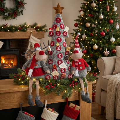 Dekoracja winter home choinka kalendarz 49cm