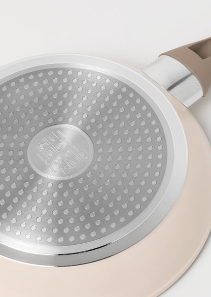 Zestaw 3 elementowy komplet patelni Florina Mokka beżowy| aluminum | powłoka ceramiczna AntiScratch | wszystkie typy kuchenek