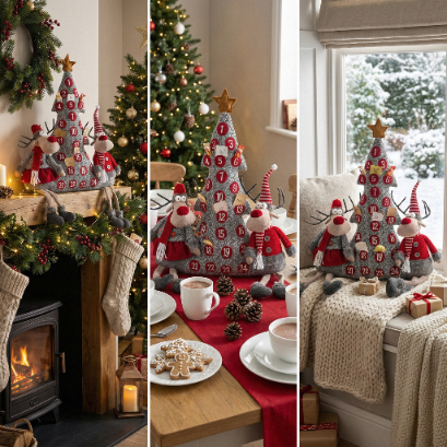 Dekoracja winter home choinka kalendarz 49cm