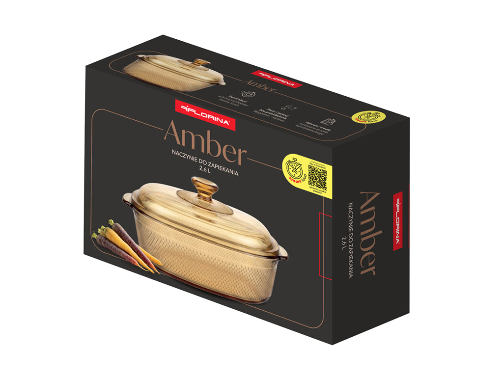 NACZYNIE DO ZAPIEKANIA I GOTOWANIA AMBER SZKLANE OWALNE 2,6L
