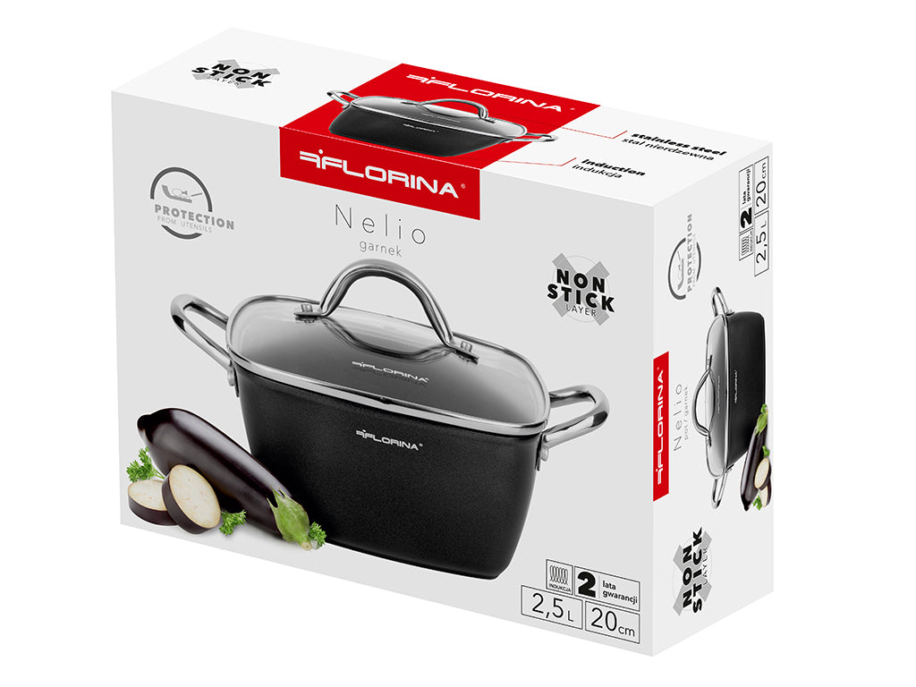 Garnek aluminiowy kwadratowy nelio 20cm 2,5l z/p