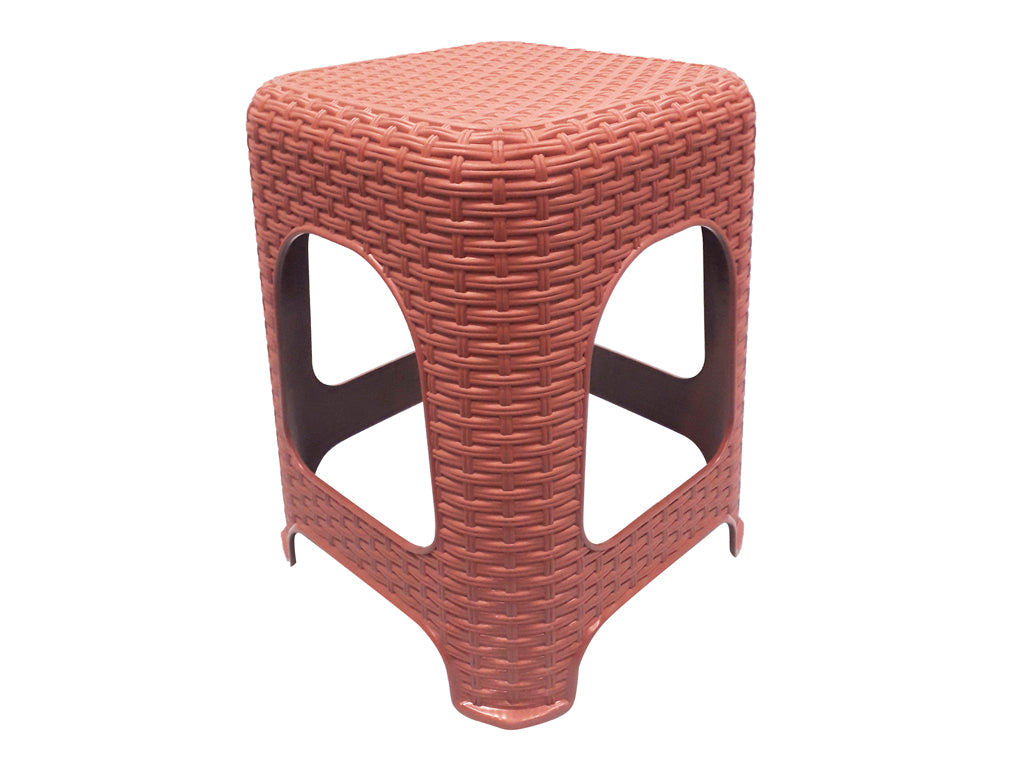 Taboret plastikowy ratan brązowy