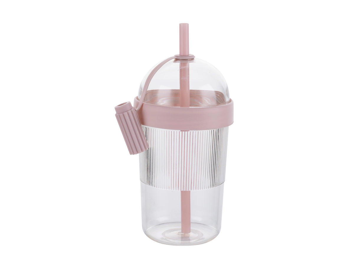 KUBEK PLASTIKOWY ZE SŁOMKĄ STUDIO 520ML RÓŻ