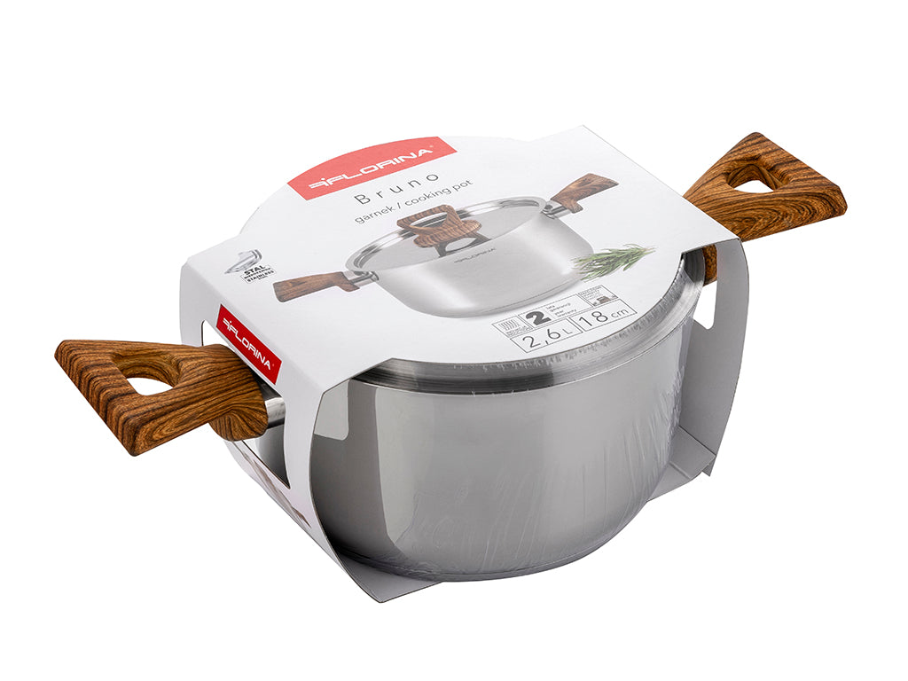 Garnek nierdzewny bruno 18cm 2,6l z/p