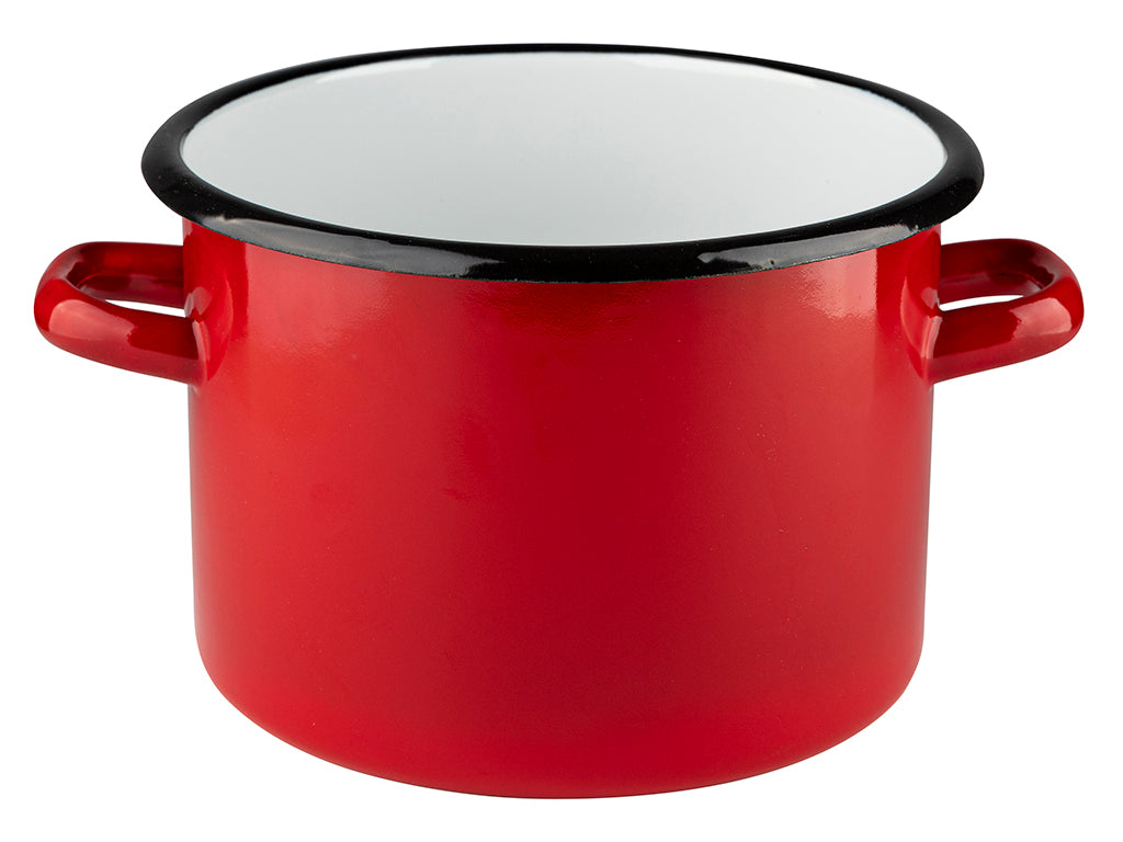 Garnek emaliowany prosty gładki 22cm 7l czerwony