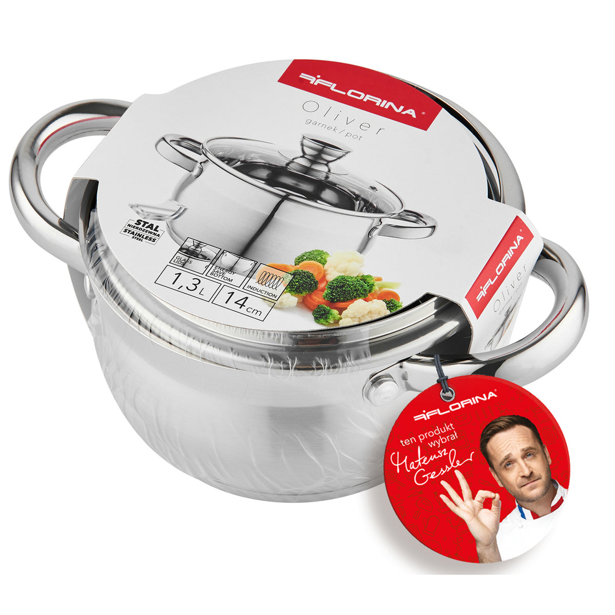 Garnek nierdzewny oliver 14cm 1,3l z/p mg