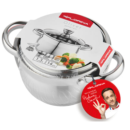 Garnek nierdzewny oliver 14cm 1,3l z/p mg