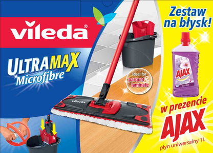 Mop ultramax płaski z wiadrem 13l z wyciskaczem + ajax -vil 140910