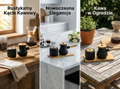 Cukiernica i dzbanek do mleka na bambusowej podstawce alisa czarna